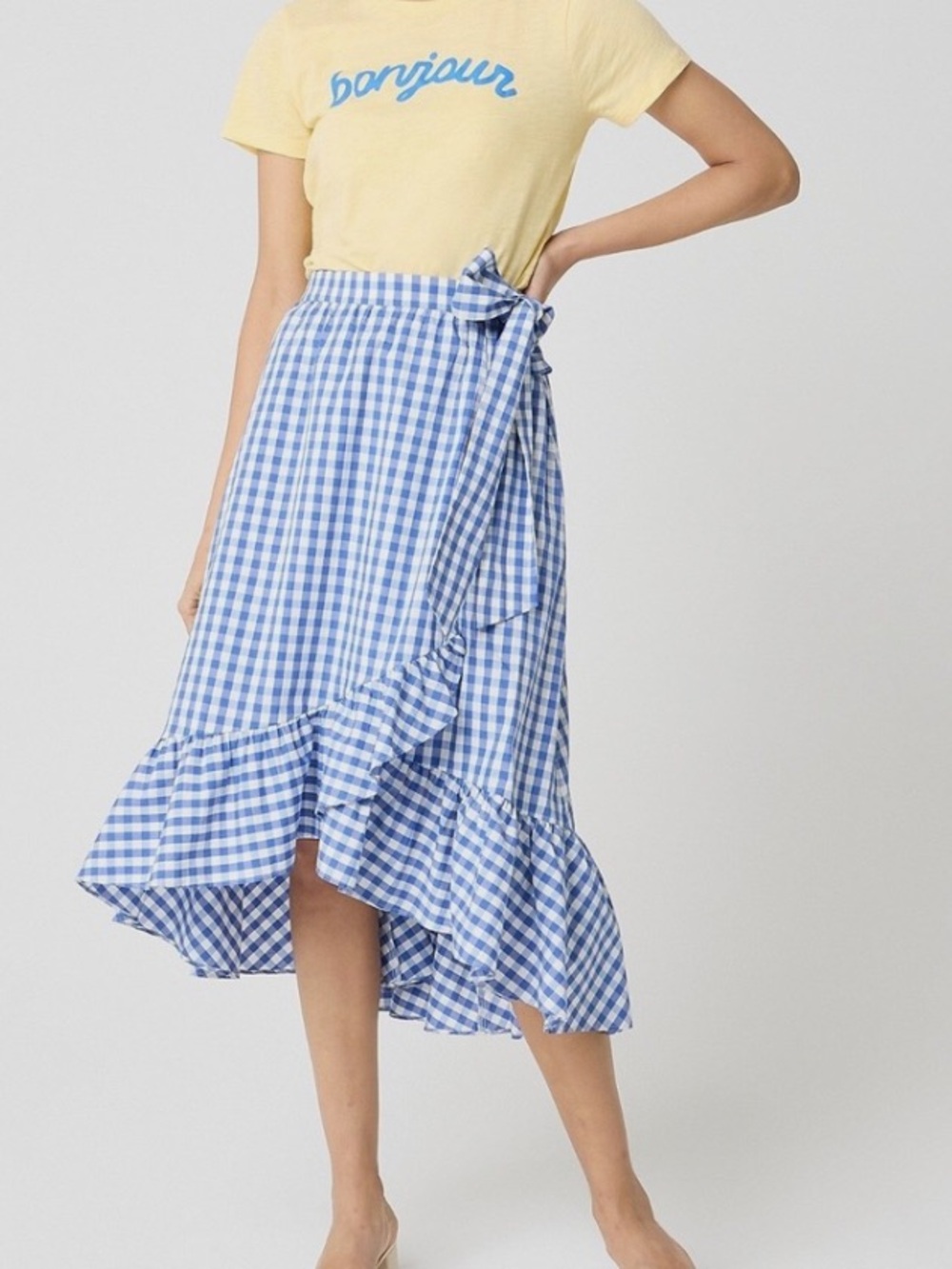 J Crew Factory Poplin Tartan Midi Wrap Skirt